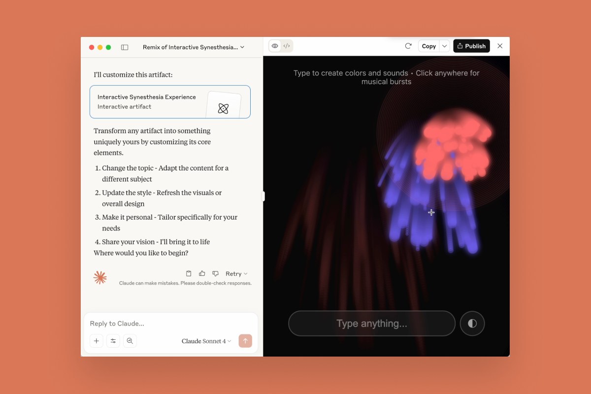 Claude Artifacts : Remix of Interactive Synesthesia Experience