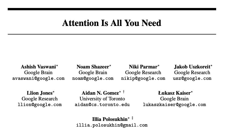 Attention Is All You Need — 저자 목록 (Noam Shazeer 체크)
